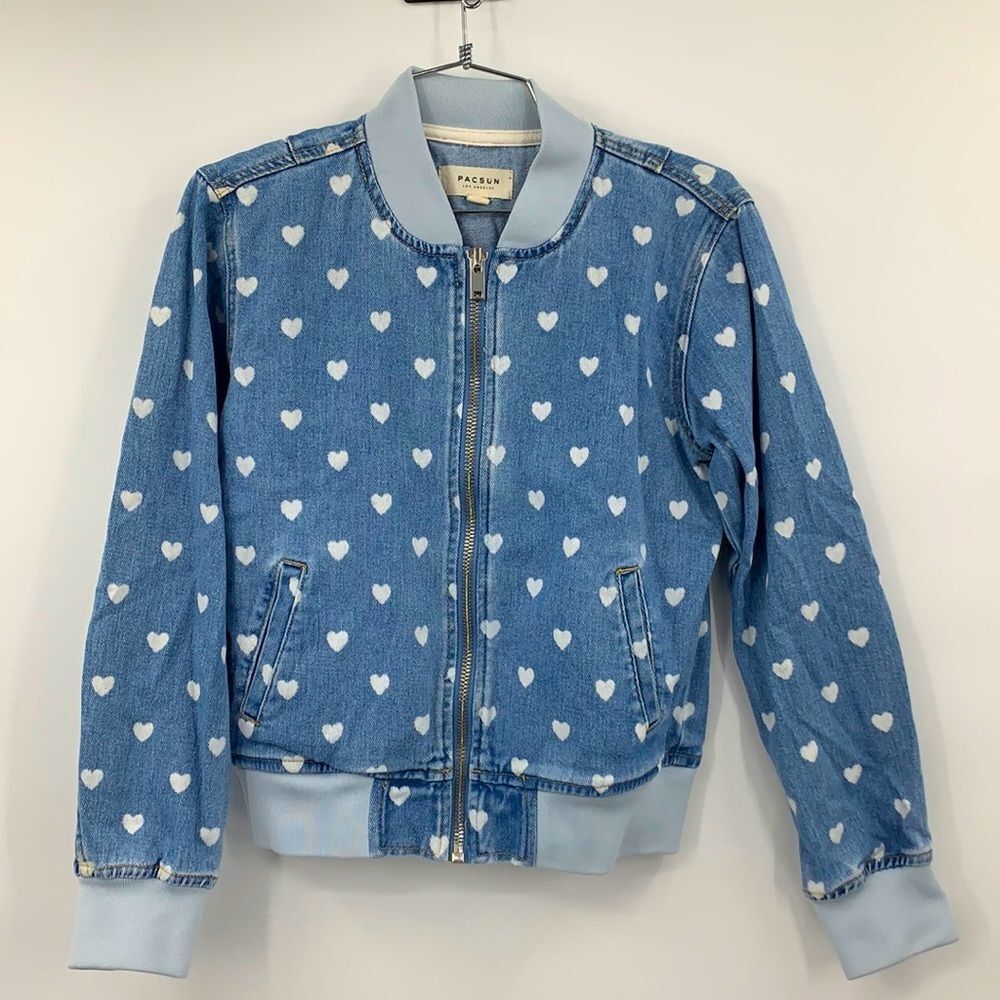 Pac Sun Denim Heart Jacket Sz‎ Small